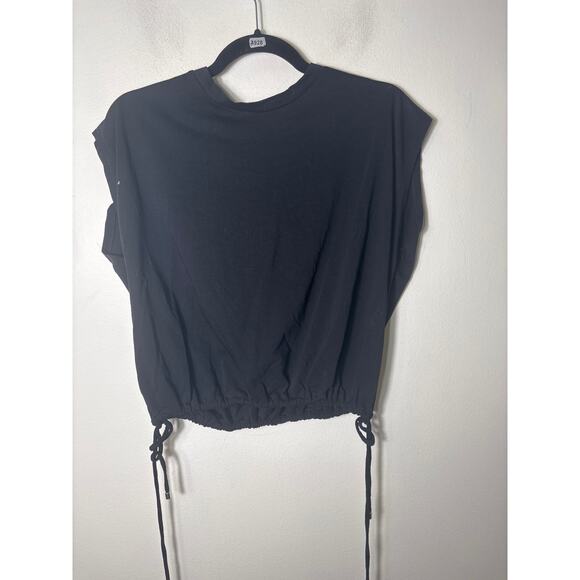 Mint Velvet Black Side Waist Drawstrings Top Sz L - Picture 1 of 2